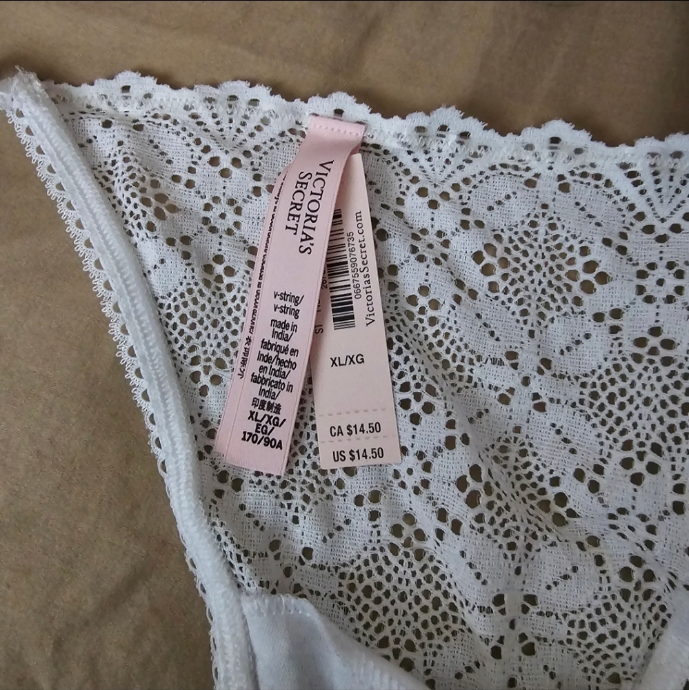 Victoria's Secret White Lace V-String Panty Sz xl - Picture 2 of 4